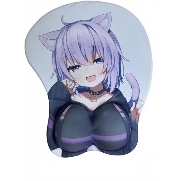 Nekomata Okayu Oppai Mousepad Anime Style 3D Gel Wrist Rest Ergonomic Mousepad